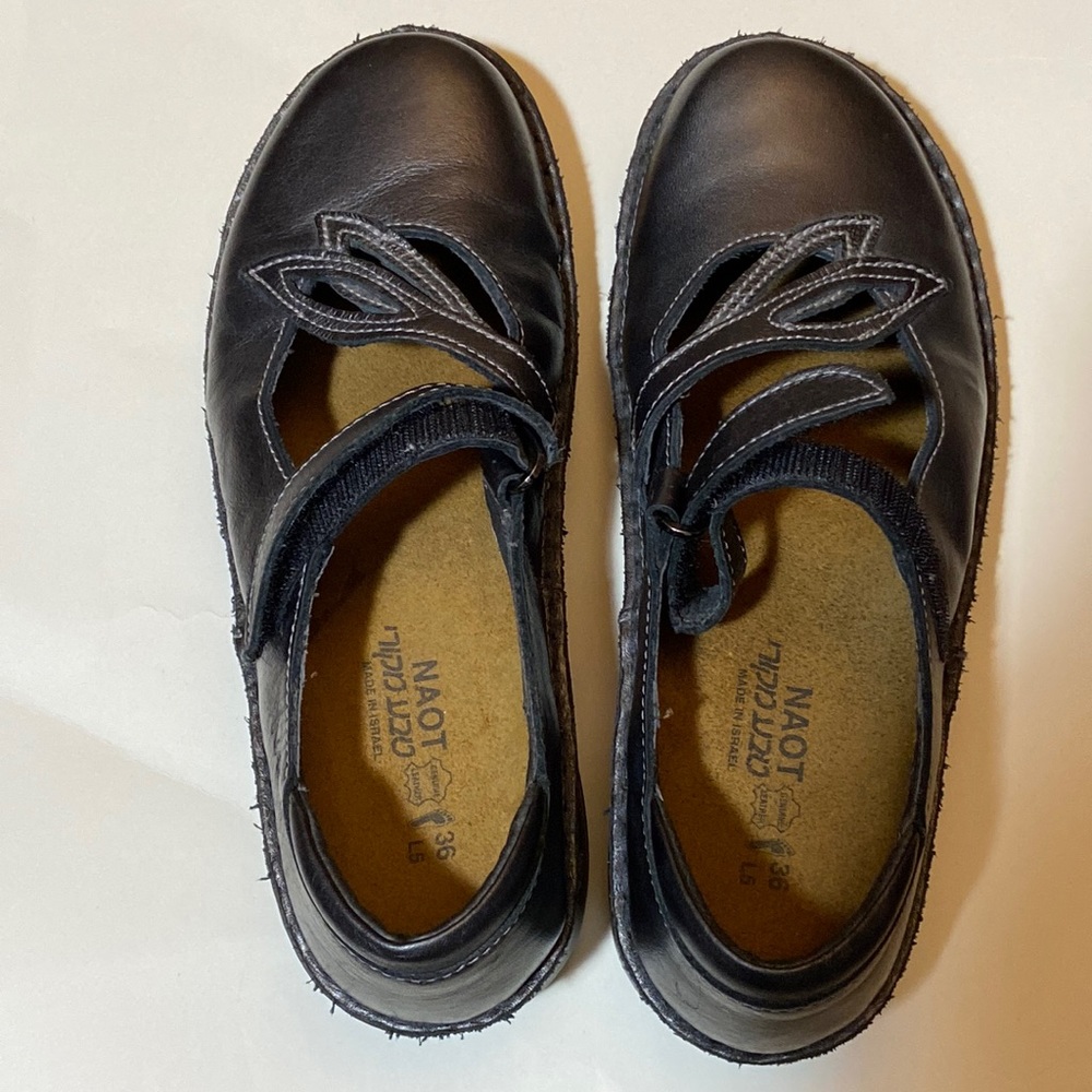 Naot Steel Metallic Leather Mary Jane Shoes Sz 36/5.5 Israel